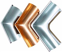 Klempířský prvek - Vnitřní kout 250mm měď Klempířský prvek - Vnitřní kout 250mm měď